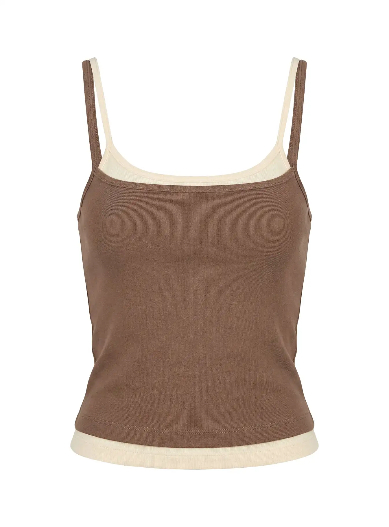 Women's Slim Fit Camisoles Spaghetti Strap Double Layer Cotton Tank Tops Charcoal and Light Blue Summer Crop Tops for Women