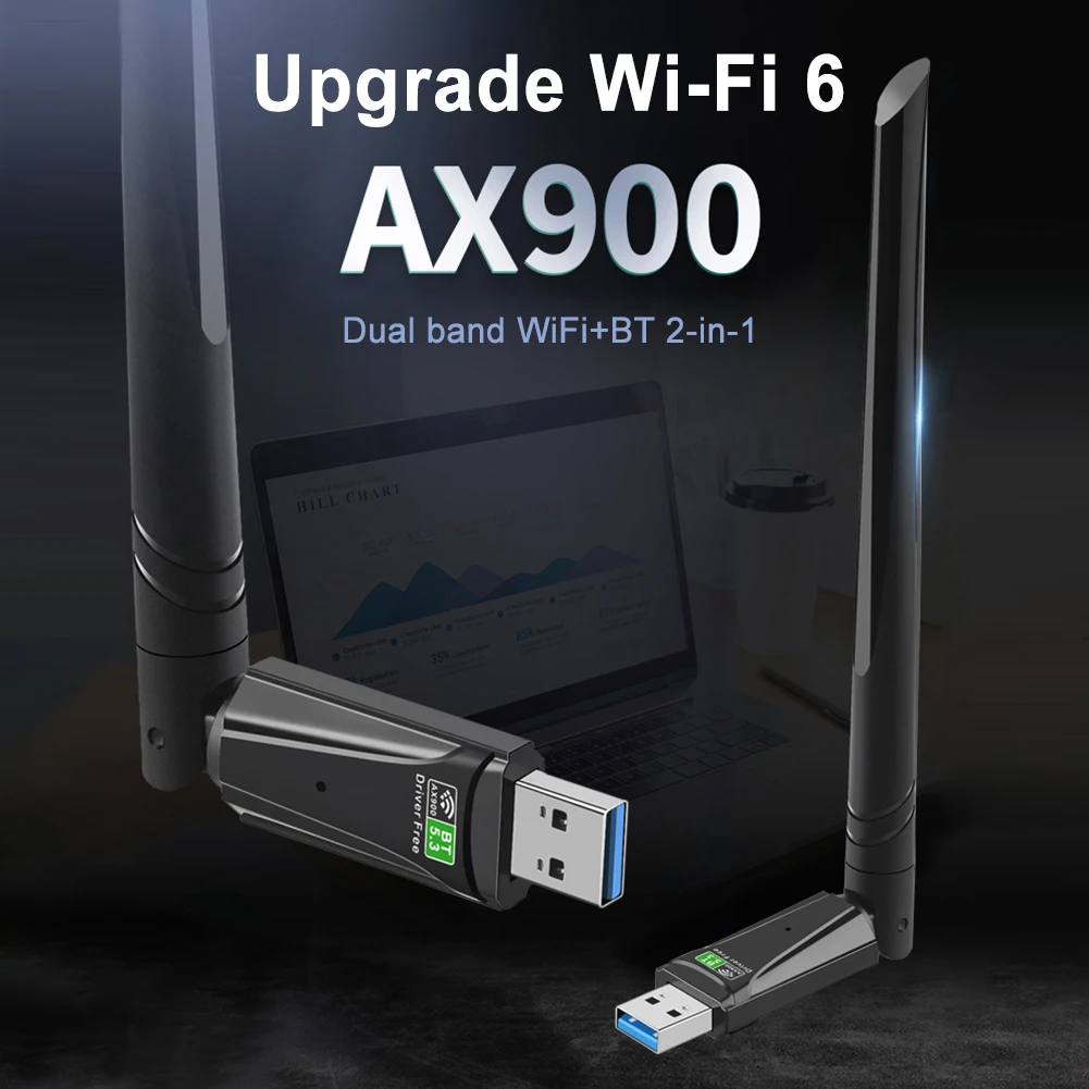 USB-адаптер WiFi6, 900 Мбит/с, 2,4/5 ГГц