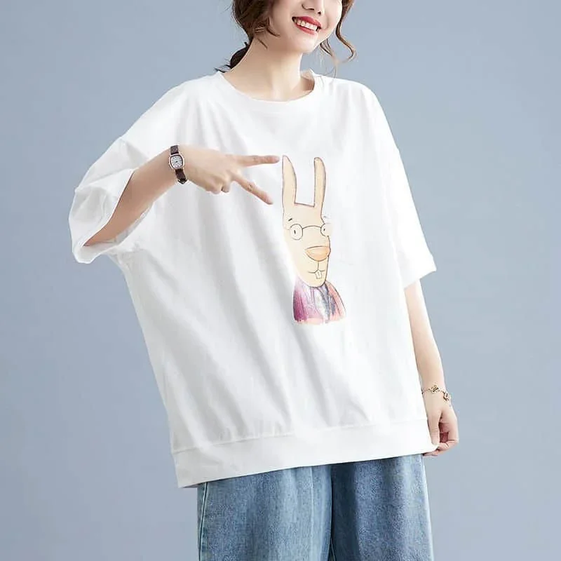 Pop Pop Literary T-shirts For Women Printed O-neck Tops Oversized Casual Loose Korean Style Short Sleeve Retro Aesthetic Clothes