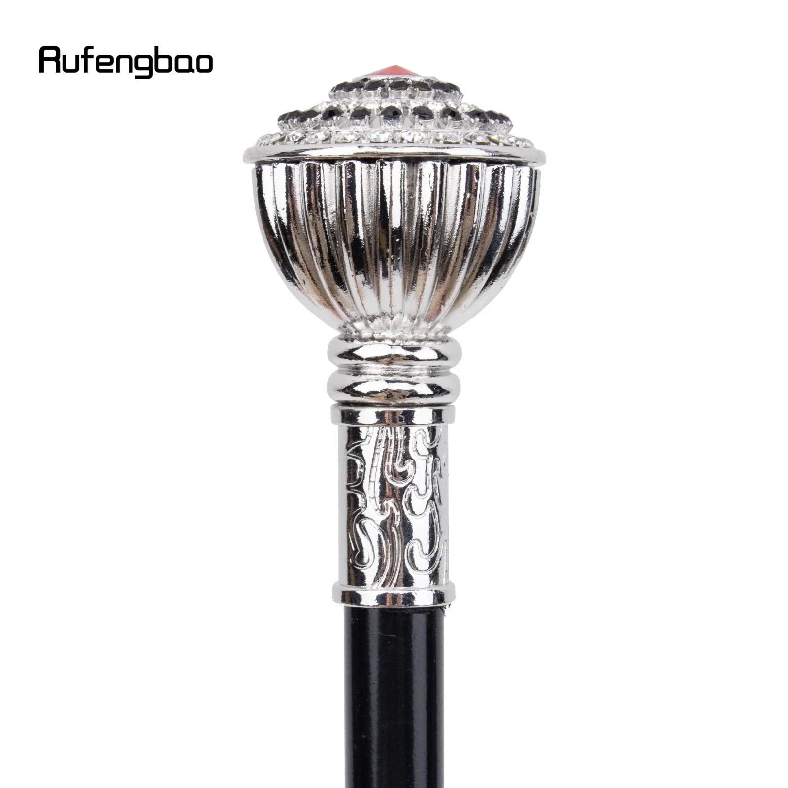 Artificial Diamond Type White Walking Cane Fashion Decorative Walking Stick Gentleman Elegant Cosplay Cane Knob Crosier 90cm