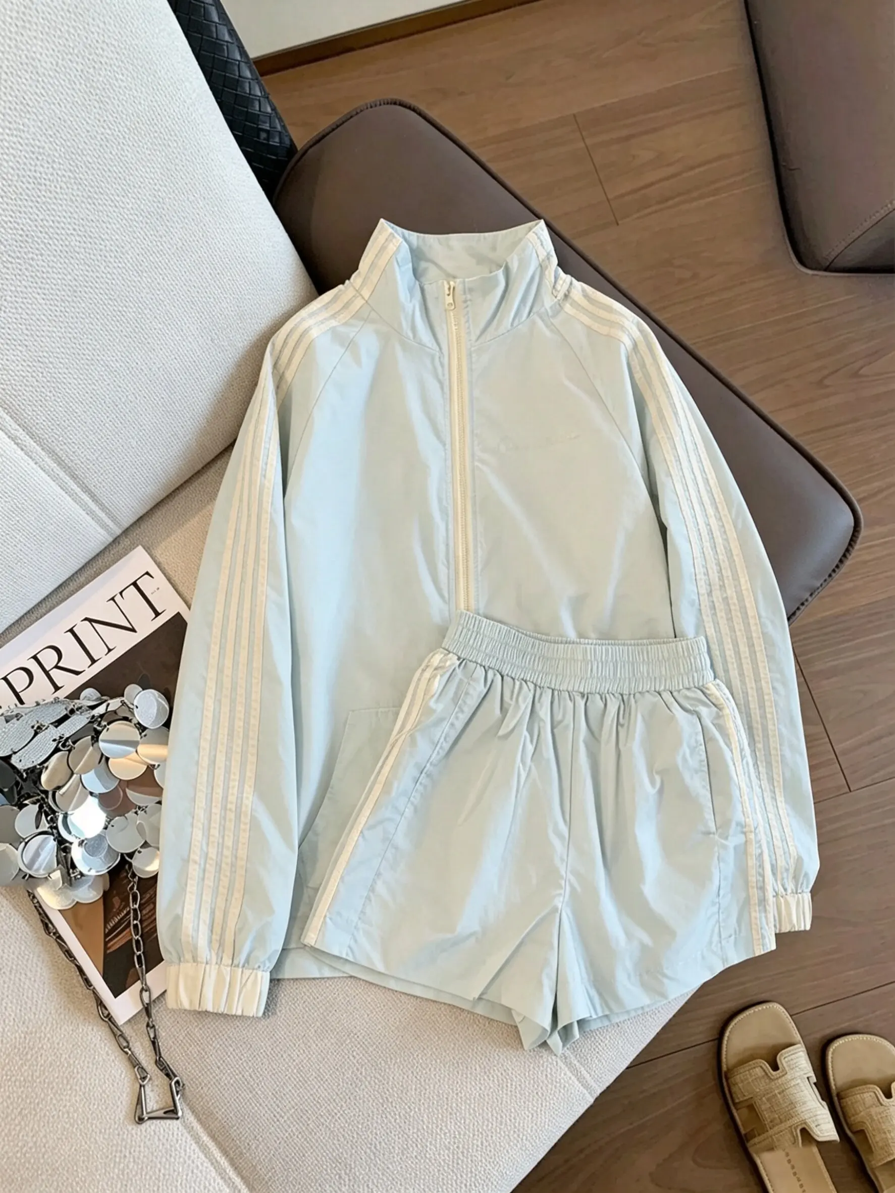 Youthful Summer Sportswear Set Men's Lightweight Sun Protection Jacket Casual Shorts Two-Piece Suit Active Anti-Aging Street ...