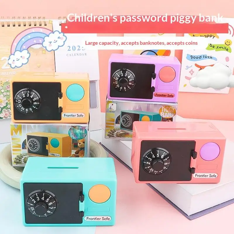 1Pcs New Year Gift Mini ATM Piggy Bank For Kids With Password Protected Digital Money Saving Box Coin & Cash Deposit Safe