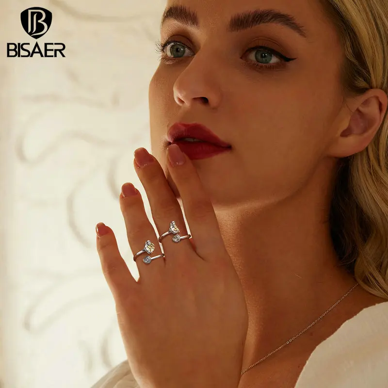 Bisaer-قلادة نسائية من الفضة الإسترلينية ، خاتم مفتوح ، عيد الأم ، عيد الأم ، عيد الميلاد ، مجوهرات راقية ، هدية #5