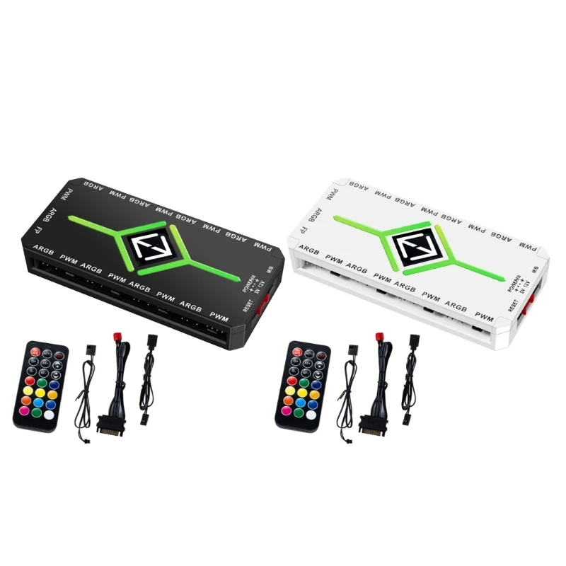 

Пульт дистанционного управления ARGB, 9-полосные разветвители, 4-контактный ШИМ-концентратор охлаждающего вентилятора для ПК