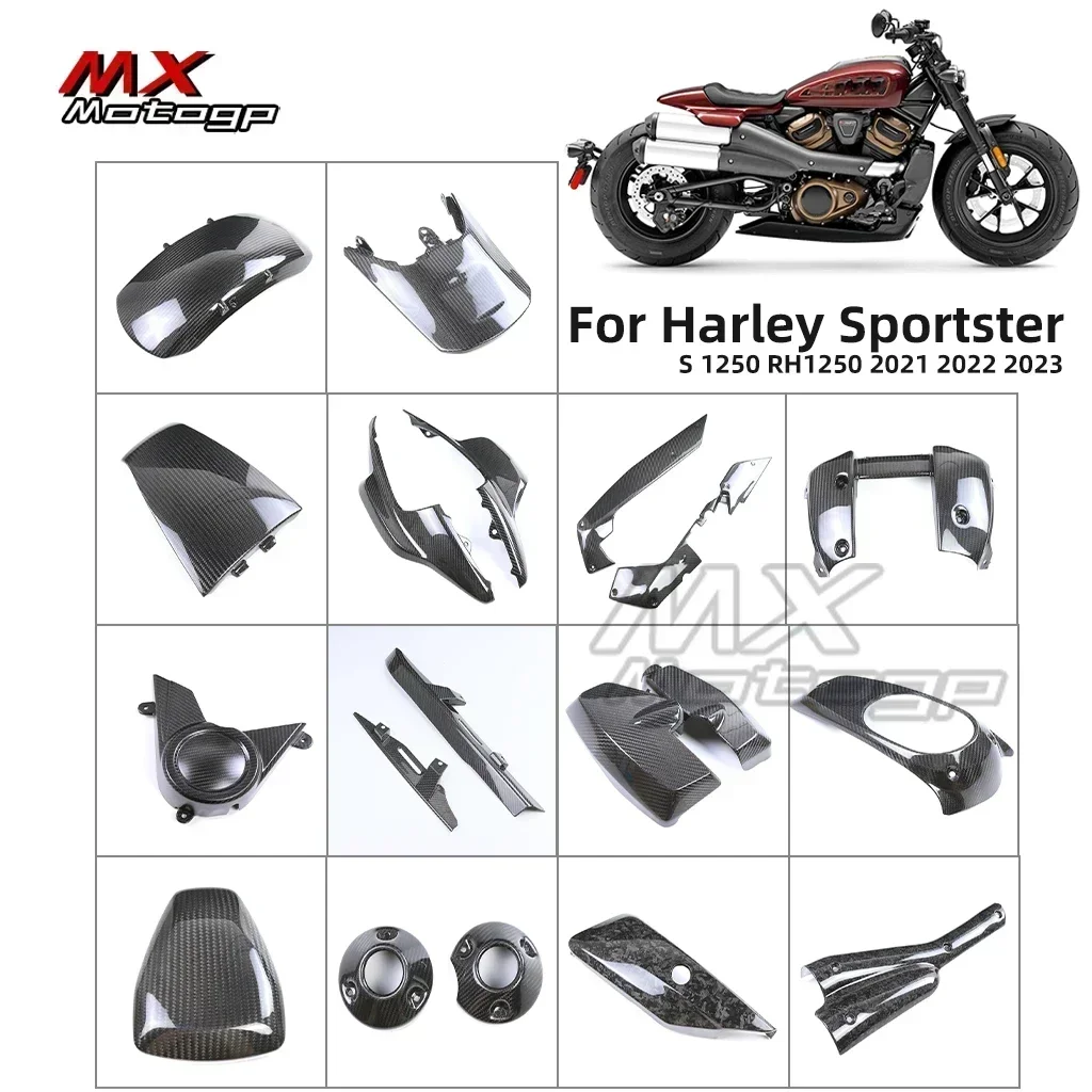 Full Carbon Fiber For Harley Sportster S 1250 RH1250S 2021-2023 Motorcycle Tank Seat Fender Fairing Kits Guard Cowl Accessories