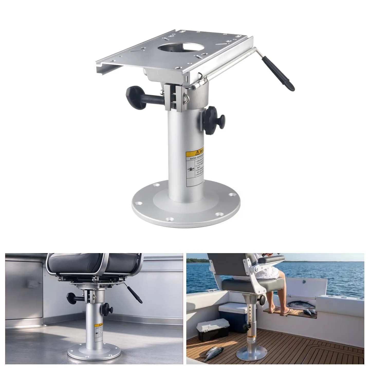 Aluminum Adjustable Height Locking Boat Seat Pedestal With Slide,Boat Chair Base with height adjustable from 13 inches to 19 in