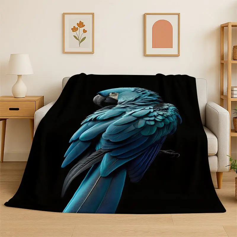 Colorful Parrot Macaws Parakeet Birds Flannel Blanket Soft Throw Blanket for Bedroom Living Room Bed Travel Camping Picnic Nap
