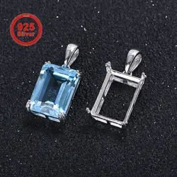 4*6-13x18mm Square Pendant Base, Simple 8-Claw Pendant Setting, S925 Silver, DIY Jewelry Findings