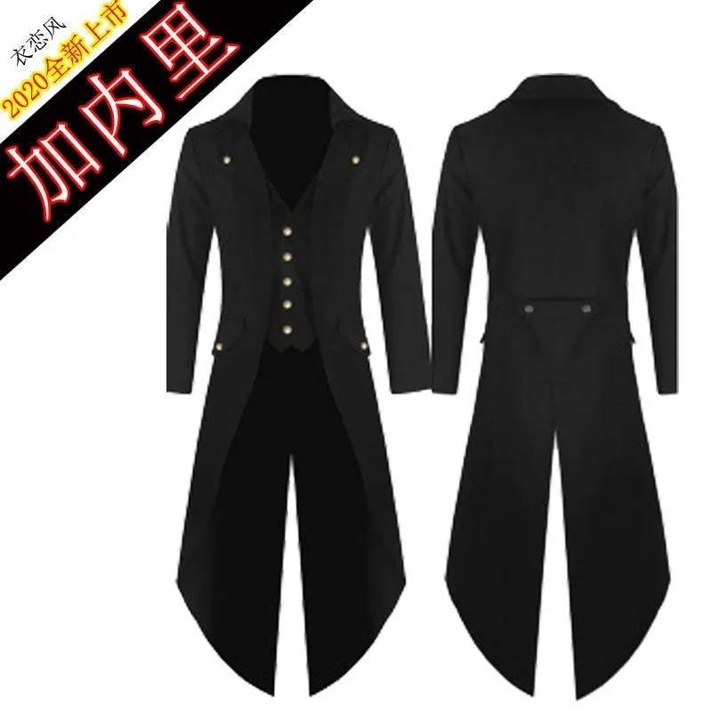 

T316Wedding retro clothing mid-length punk men's vampire count dress gentleman's suit