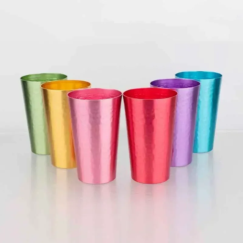New 6PCS Stone Texture Aluminum Tumbler Set – Lightweight Drinking Cups with Gift Box for Home, Travel, and Outdoor Use