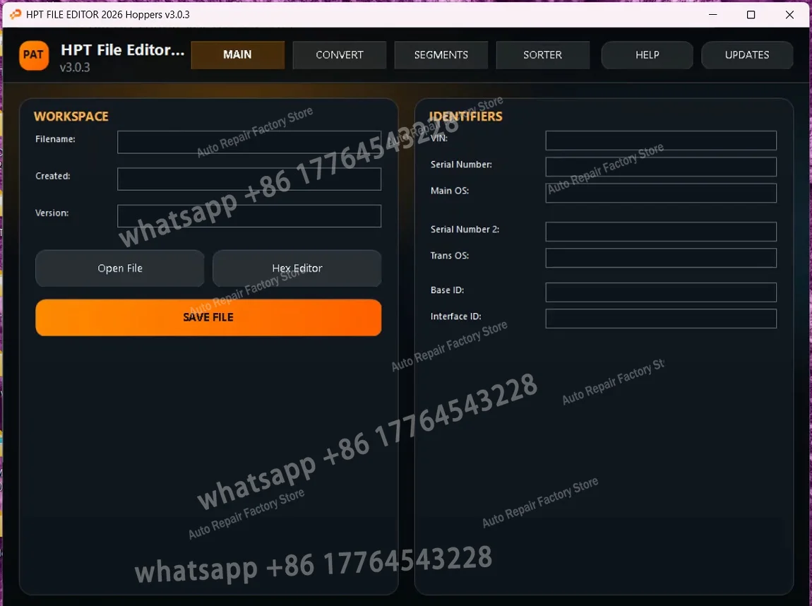 2026 New Hpt To Bin Convertor Tool UNLOCK Hpt Hex Edite Manages Segments, Sorts Files Edits VIN OS Data for Tuning Workflows.