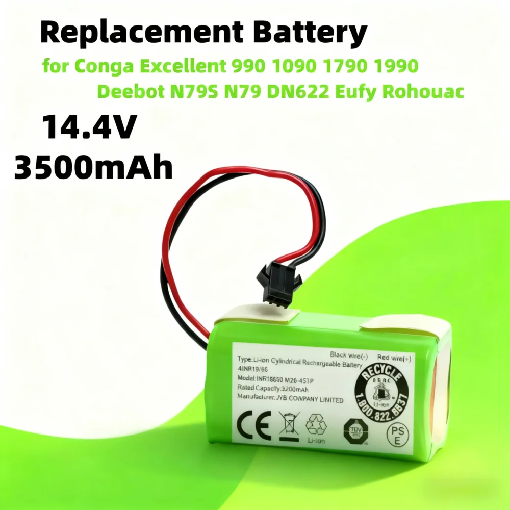 

Original 14.4V 3500mAh Li-ion Battery for Conga Excellence 990 1090 Ecovacs Deebot N79S N79 DN622 Eufy Robovac11 11S 12 35C X500