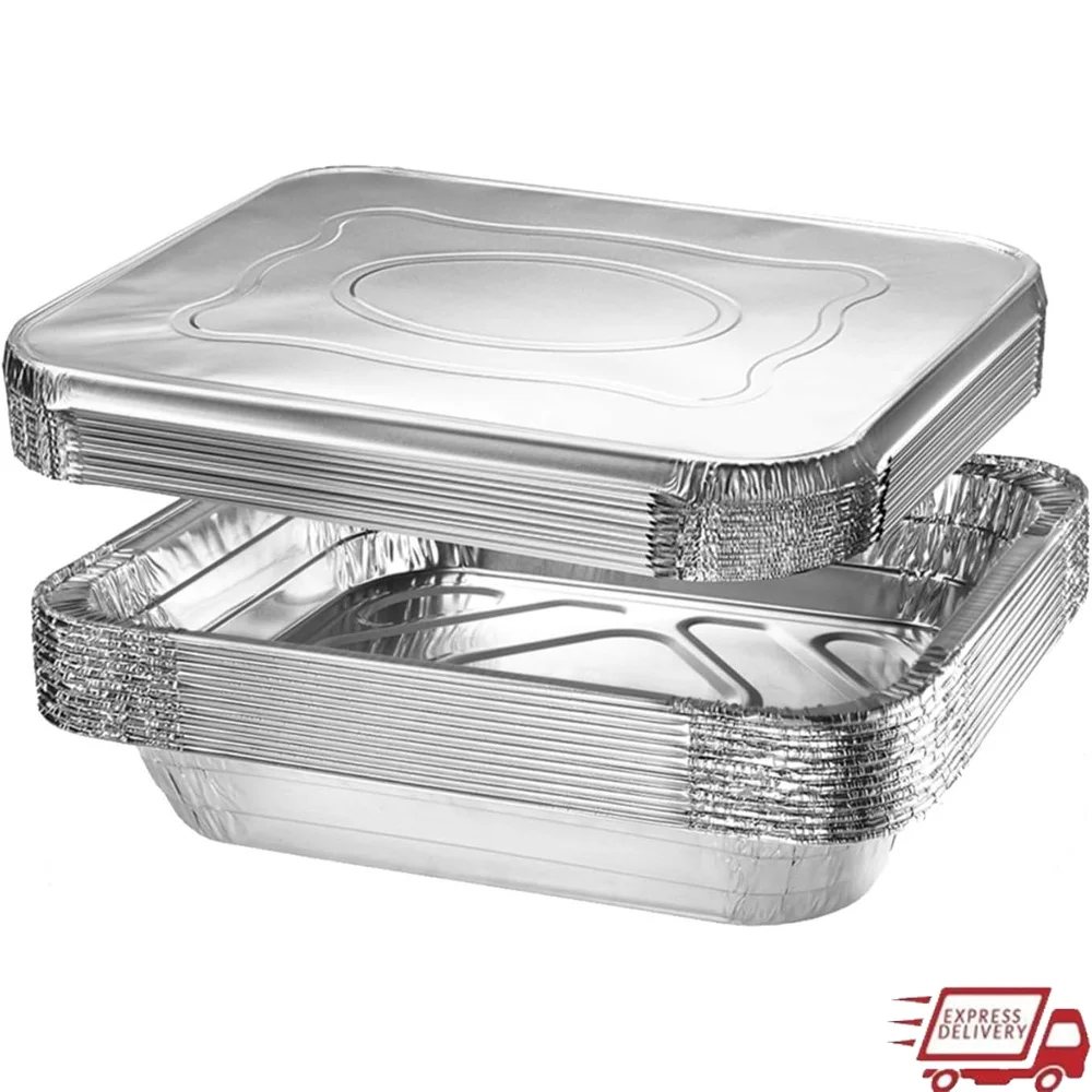 

Disposable Aluminum Foil Baking Pans with Lids Half Size 9x13 Inch Roasting Pan Set Cooking Baking Food Storage 10 Pack