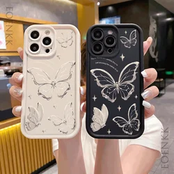 Gold Butterfly Silicone Phone Case For iPhone 16 15 14 Pro Max Cases iPhone 13 12 11 Pro Max Mini XS XR X 7 8 Plus SE 2020 Cover