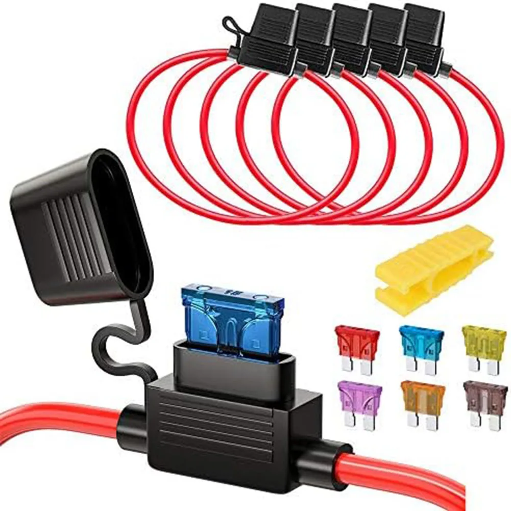 16AWG Waterproof Fuse Holder With Wires 6 Standard Fuses 32V 20A For CarsTrucks High Quality Fuse Holders Car Part Accessories