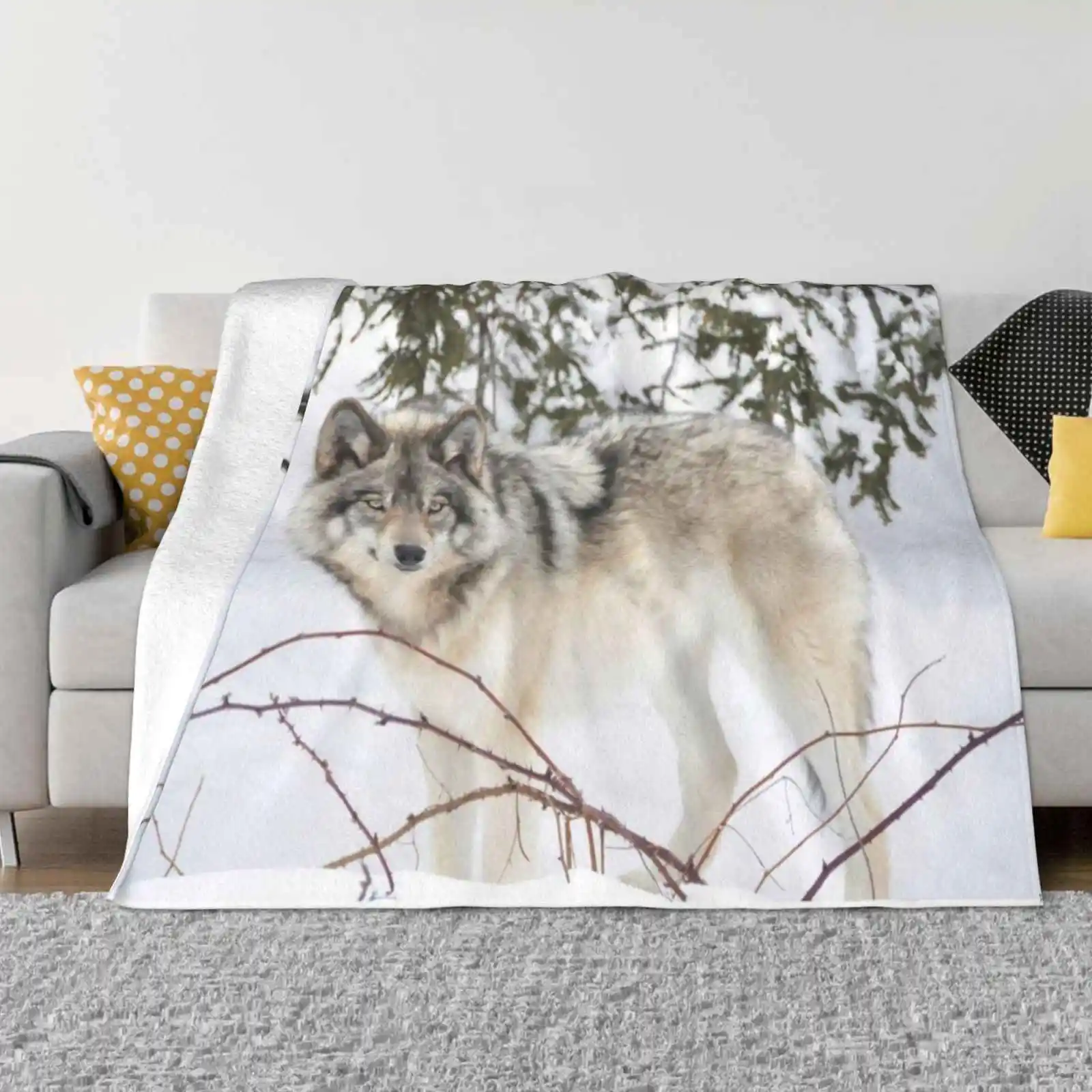 Dream Wolf.... New Selling Custom Print Flannel Soft Blanket Timber Wolves Grey Wolves Nature Wildlife Winter Snow