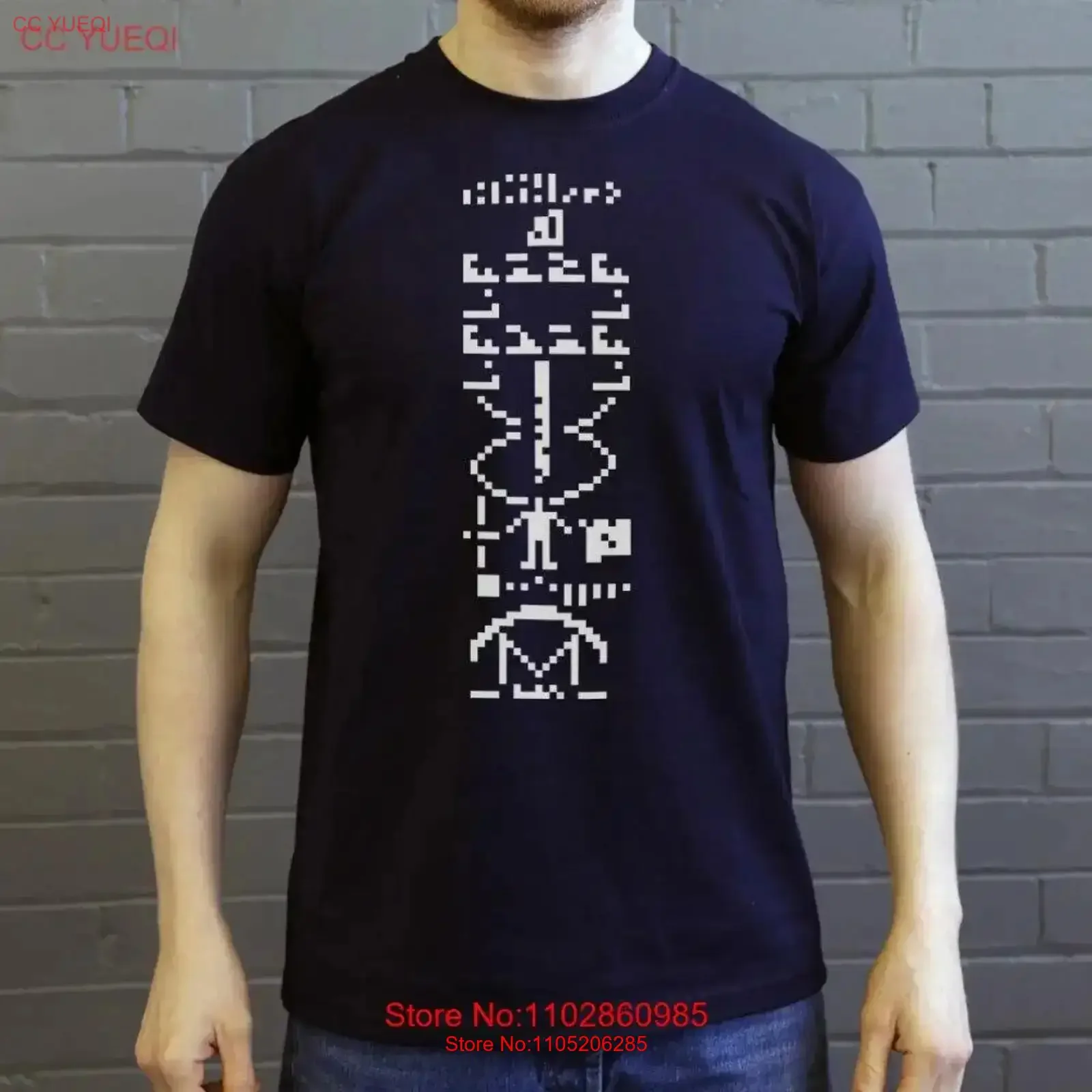 Arecibo Message T Shirt vintage Washed fashion Soft Top For Everyday Wear Breathable homme Slightly Stretched designer clothes