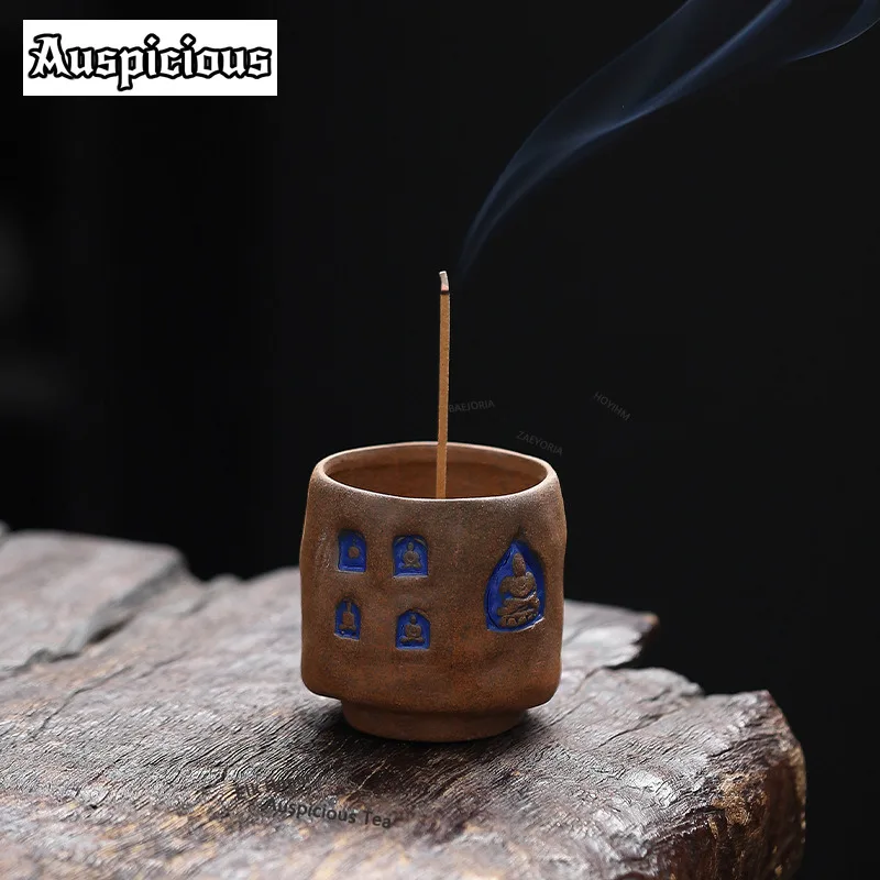 ZAEYORIA Vintage Dunhuang Old Pottery Incense Holder Incense Waterfall Incense Burners Meditation Censer Bedroom Ornaments