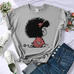 Mafalda shirt girl University Punk korean clothes Pastel Colorful Gothic shirt graphic harajuku women Trendy
