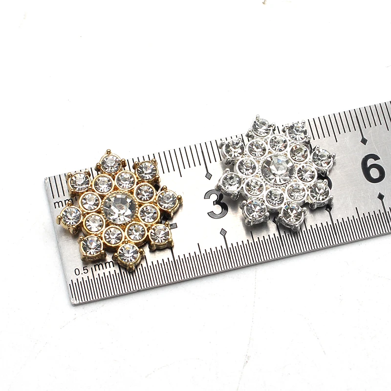 10Pcs 23MM Christmas diamond alloy flower plate buckle Diy Christmas tree wedding dress headwear gift box decoration accessories
