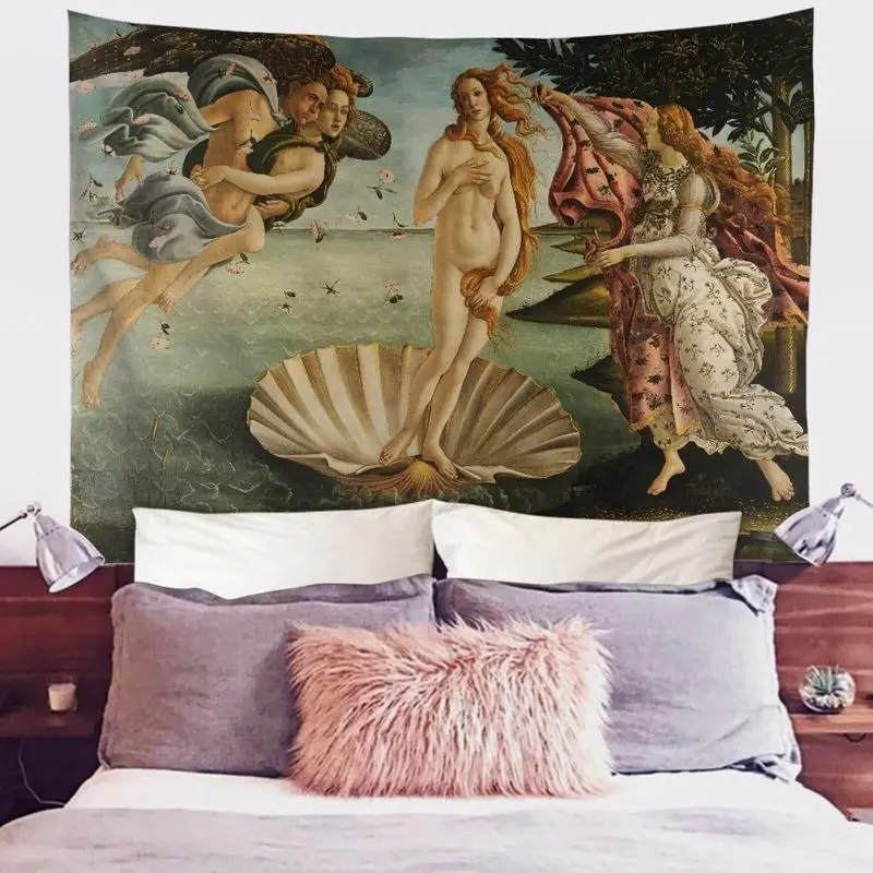 VIKAMA Vintage Barock Engel Wandteppich Rokoko Cherub Götterfigur Wolkenlandschaft Klassische Kunst Wanddekoration für Mädchenzimmer – Detail 3