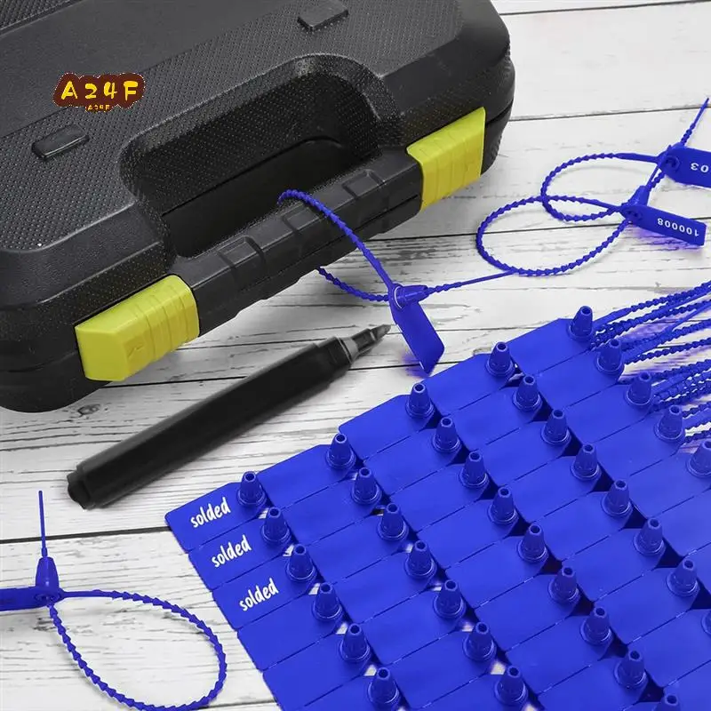 

A24F-1000 Pcs Plastic Tamper Seals Fire Extinguisher Tags Security Tags Seals Safety Numbered Zip Ties Labels Blue Easy To Use