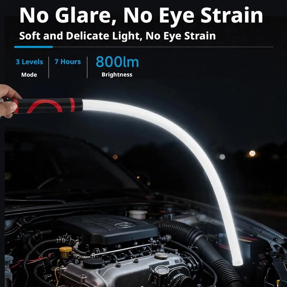 Lanterna LED Flexível de 73cm, Alta Luminosidade, Recarregável, Lâmpada de Reparo, Luz de Trabalho para Inspeção de Motores Automotivos, Ferramenta para Mecânicos ao Ar Livre