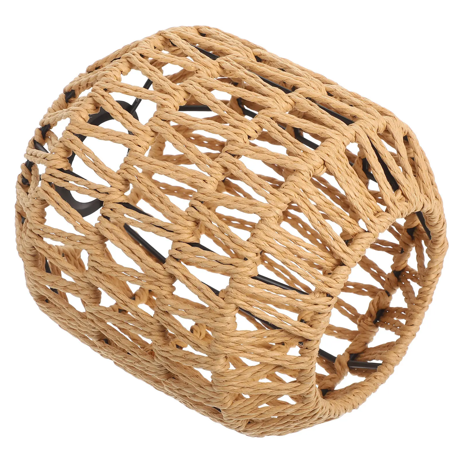 

Handwoven Paper Rope and Iron Lampshade Boho Rustic Pendant Light Shade for Dining Room Hallway Cafe Ceiling Fixture Decorative