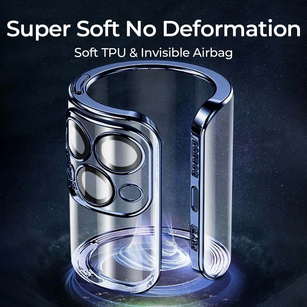 Joyroom-حافظة تصفيح لهاتف آيفون ، حافظة مضادة للسقوط ، حافظة مضادة للصدمات ، حماية لينة من عدسة البولي يوريثان ، آيفون 15 ، 14 ، 13 برو ماكس