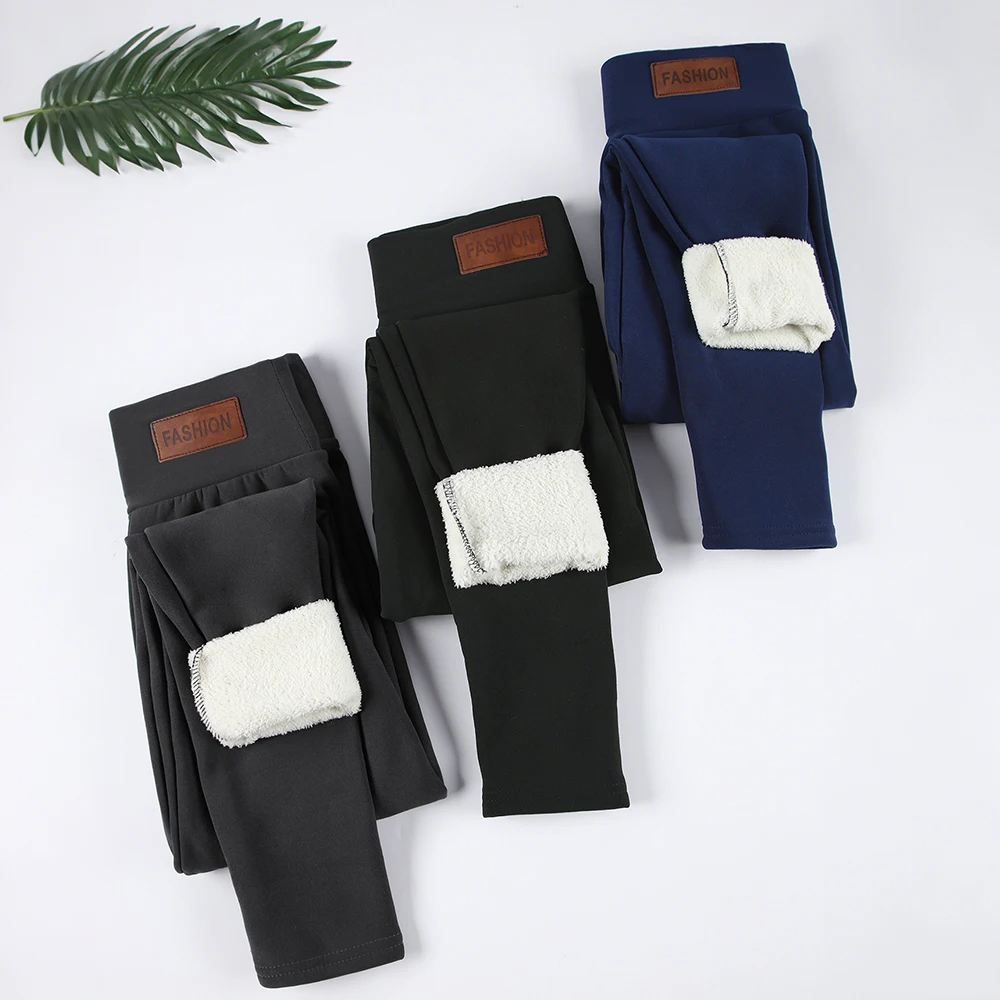 الخريف الشتاء النساء طماق الدافئة الصوف بلون منع الجوارب الباردة عالية الخصر بعقب رفع المخملية رشاقته طماق