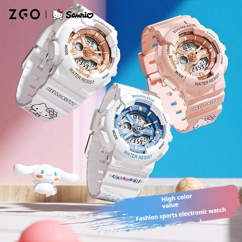 Kawaii Watch Cinnamoroll Melody Children Led Luminous Watch HelloKitty Student Wrist Watch Waterproof Fall-Proof Kids Birthday