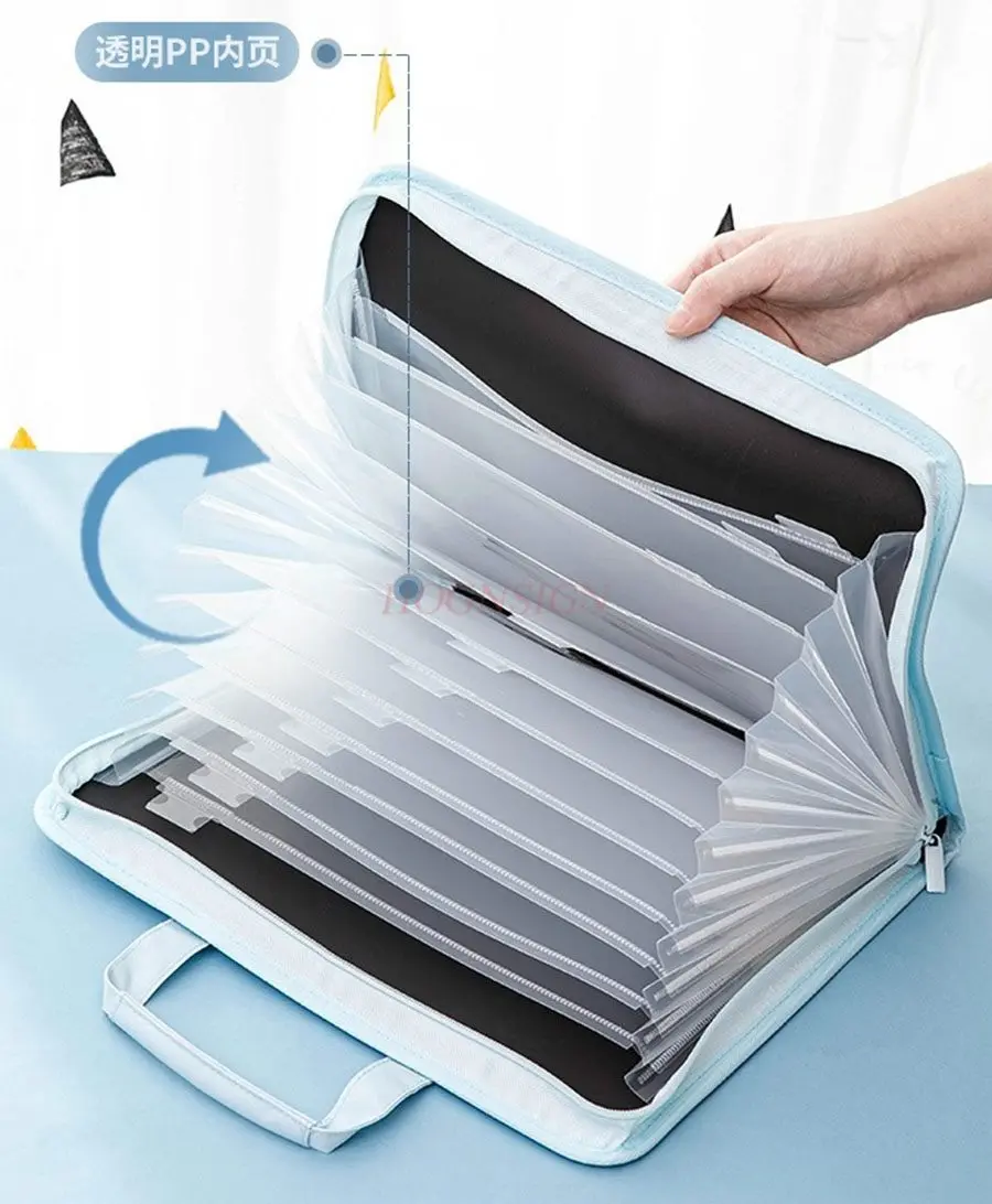Organ bag folder canvas middle school student test paper storage bag large capacity A4 multi-layer file bag hand-held test paper