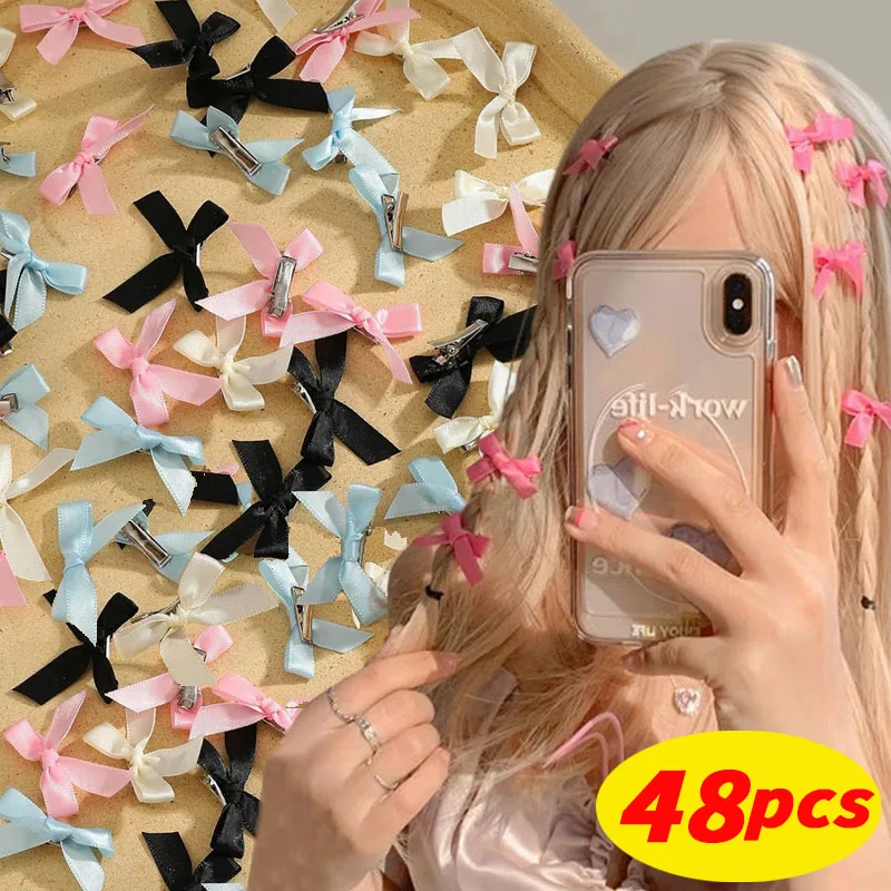 New Cute Ribbon Bow Hair Clips for Girls Korean Style Bowknot Mini Side Clip Hairpin Barrette Headwear Baby Hair Pin Accessories