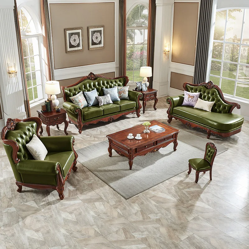 Chaise longue in legno massello di pelle americana, divano di bellezza per camera da letto, divano reclinabile per soggiorno in stile europeo