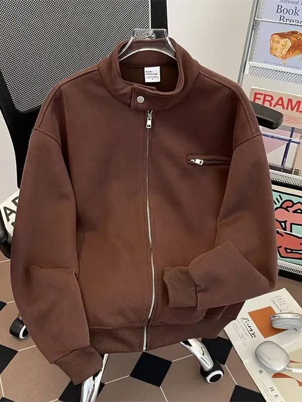 

Цветной свитшот с воротником-молнией, винтажный мужской свободный повседневный пилотный джет, рабочая одежда, бейсбольный orm, китайский бренд