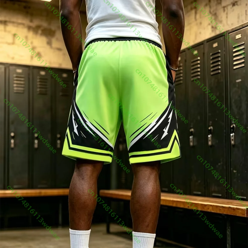 Men's Beach Shorts CHICAGO Letter Number Color-Block Print Athletic Shorts Sports Casual Basketball Shorts American Street Style