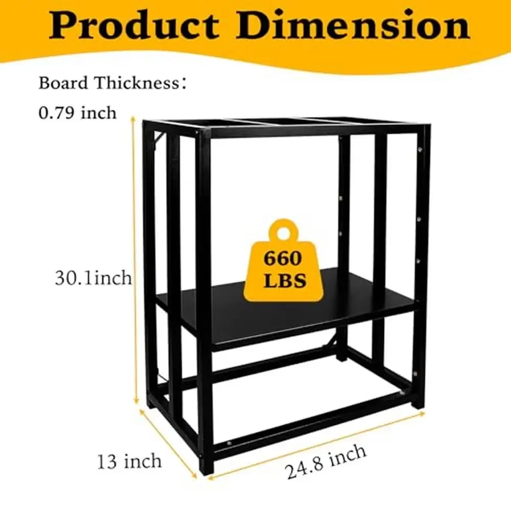 Metal Aquarium Stand 20 Gallon Double-Layer Design Fish Tank & Turtle Tank Sturdy & Modern Adjustable Shelf Easy Install 840lbs