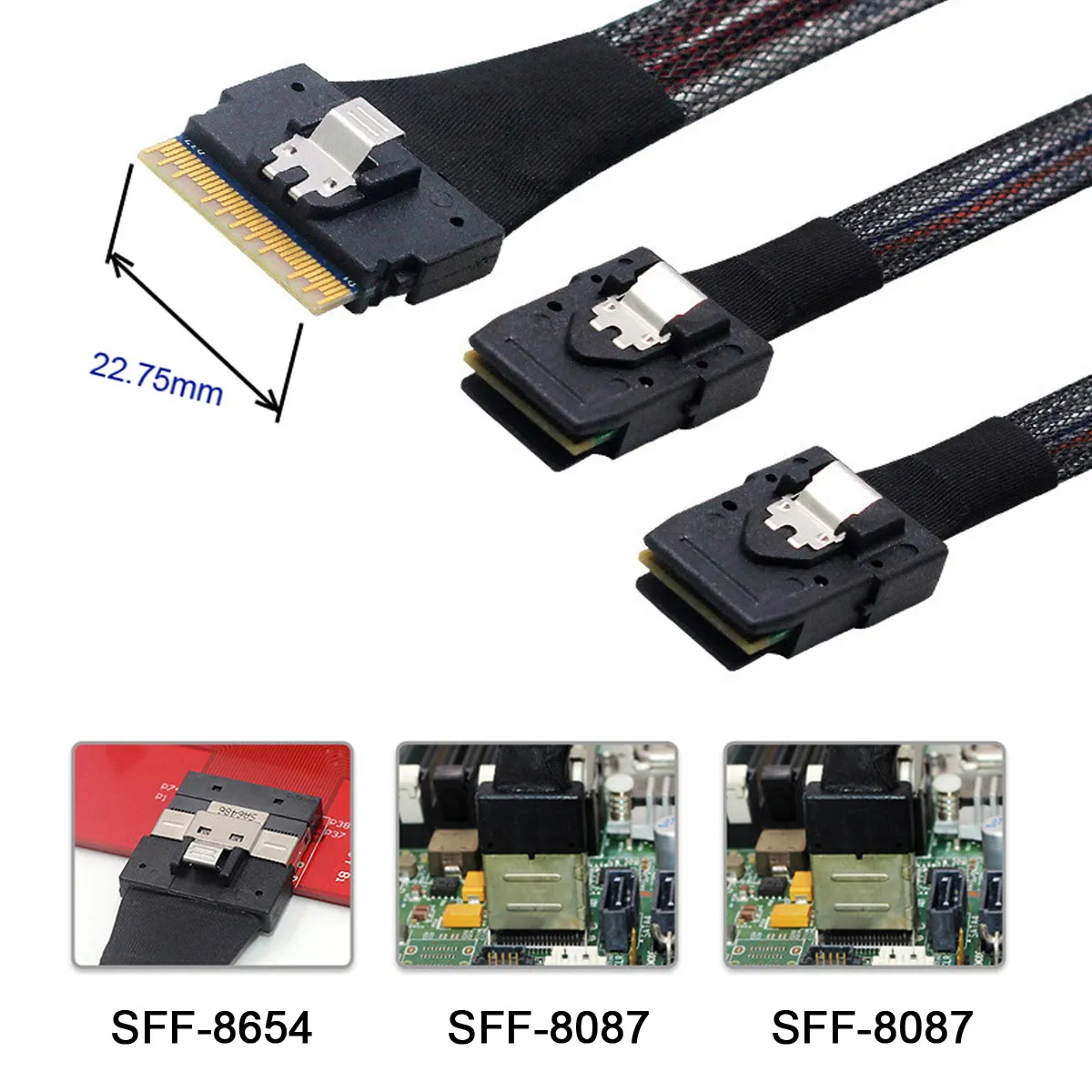 ChenYang CY SFF-8654 8i 74Pin PCI-E Ultraport Slimline SAS Slim 4.0 to Dual SFF-8087 Mini SAS Cable PCI-Express