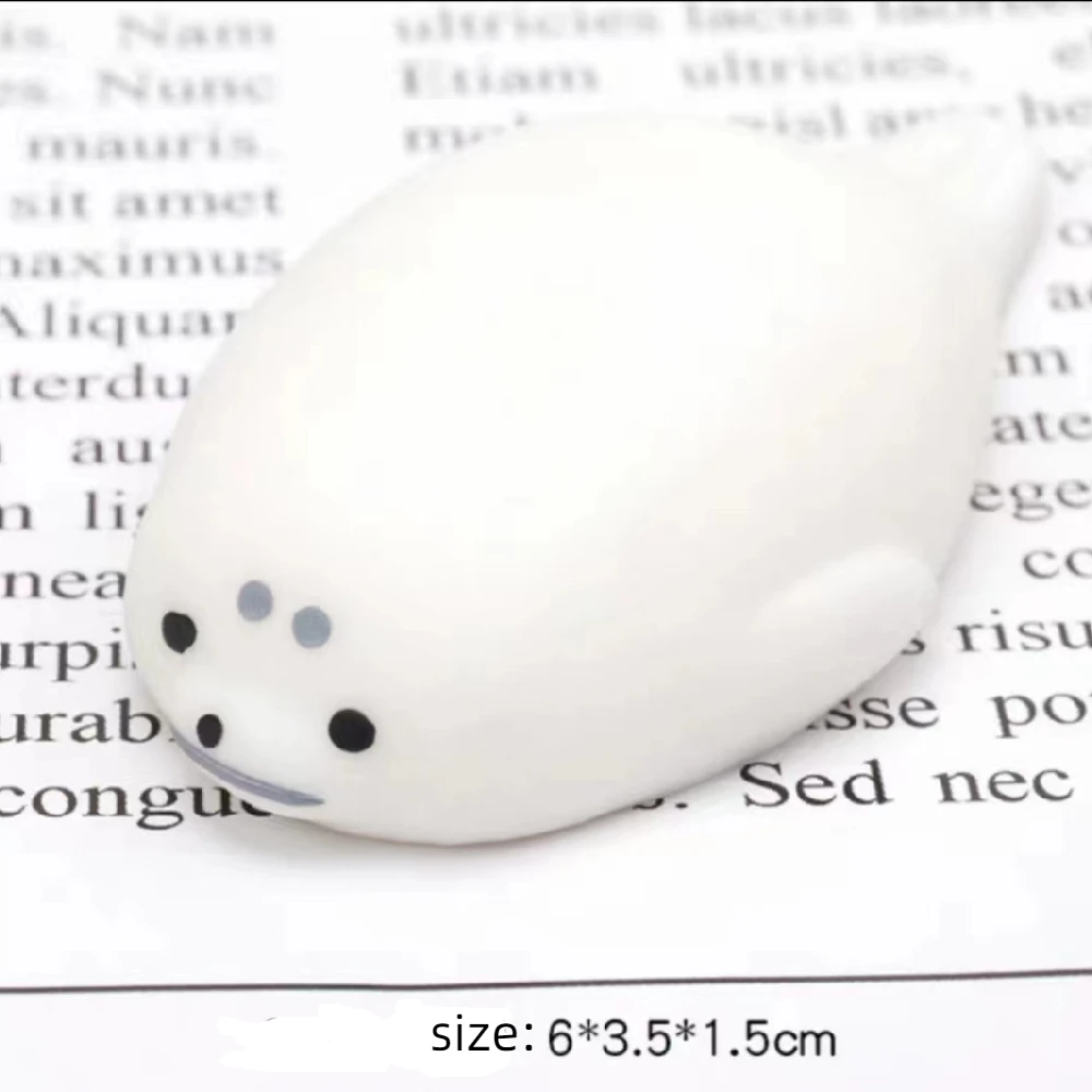 Kawaii Mini Soft White Seal Stress Relief Healing Toy Kids Gift Anti-Stress Ball Fingertip Squeeze Fun Toy Table Cute Ornaments