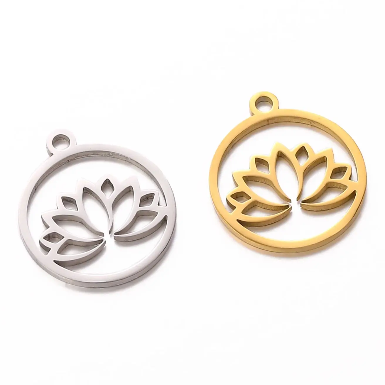 5pcs Stainless Steel Mirror Polished Lotus Anti Allergic Women's Jewelry Charm Pendant DIY Necklace Earring Bracelet Accessories