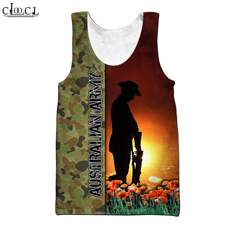 

Горячая популярная новейшая популярная майка Anzac Day с 3D принтом, уличная одежда, жилет без рукавов, мужская и женская одежда для фитнеса