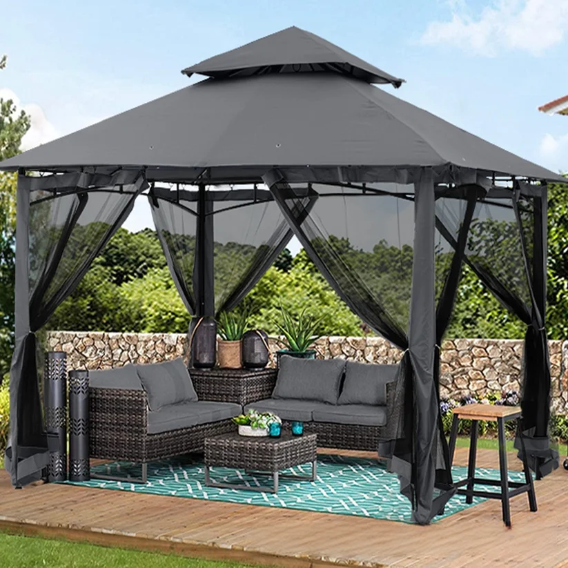 10 * 10ft Iron Tent Mosquito Net, Pavilion Outdoor Mosquito Net, Courtyard Garden Mosquito Net