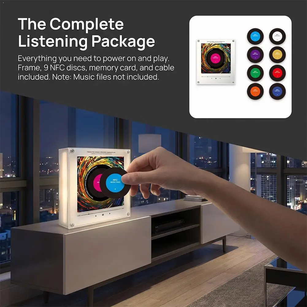 

NFC Magnetic Patch Acrylic Song Player With Built-in Speaker - Customizable Artwork, No Phone Needed, Auto-Play