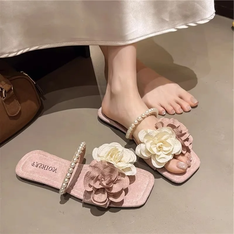 

Туфли на плоской подошве, женские шлепанцы, повседневные шлепанцы с низким цветком, роскошная мягкая модная обувь с цветочным принтом, женские тапочки 2025 года, роскошные шлепанцы на плоской подошве с цветочным принтом