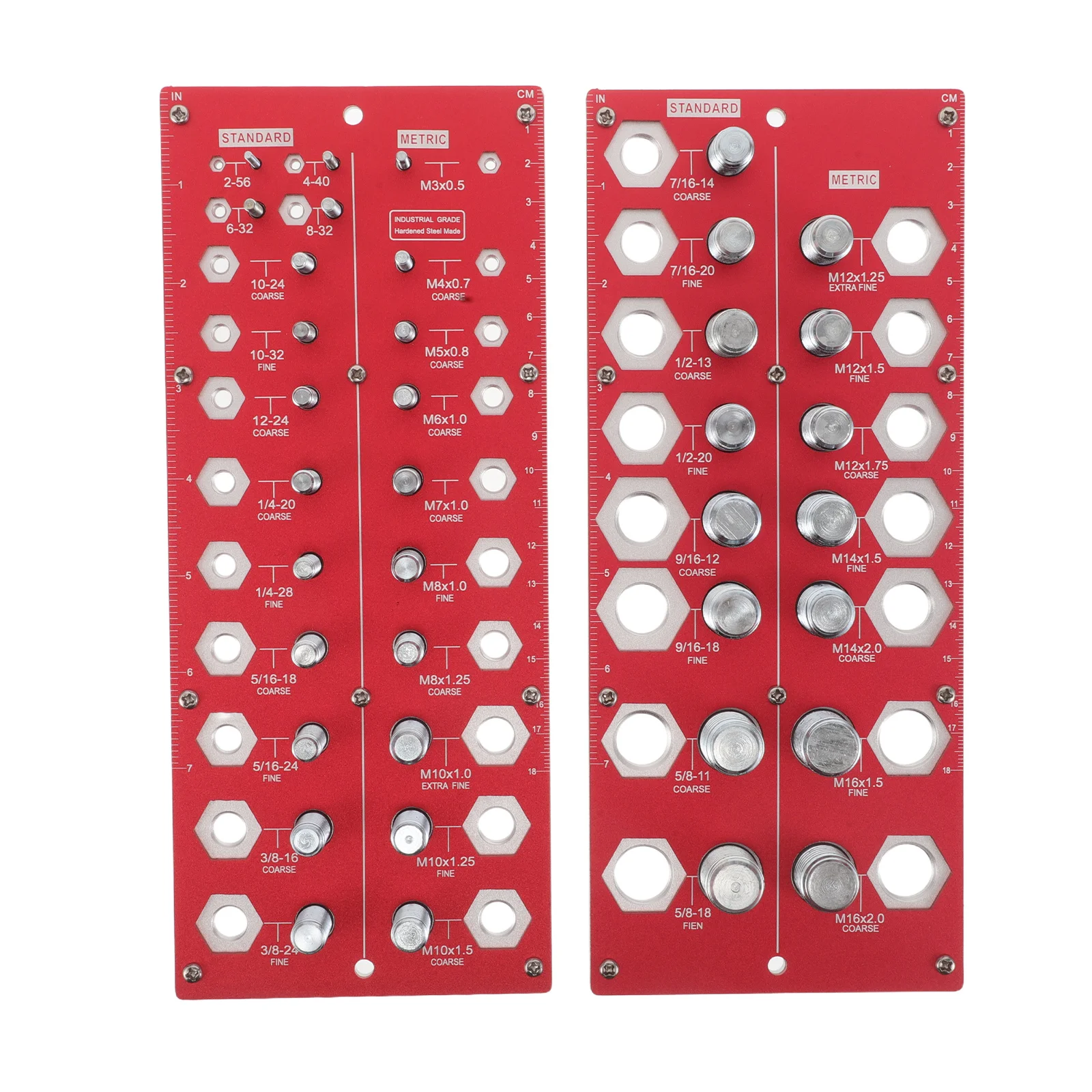 

1Pair Screw Size Checker 38 Hole Metric Imperial Thread Gauge Bolt Nut Identifier Board Thread Measurement Tool for Engineering