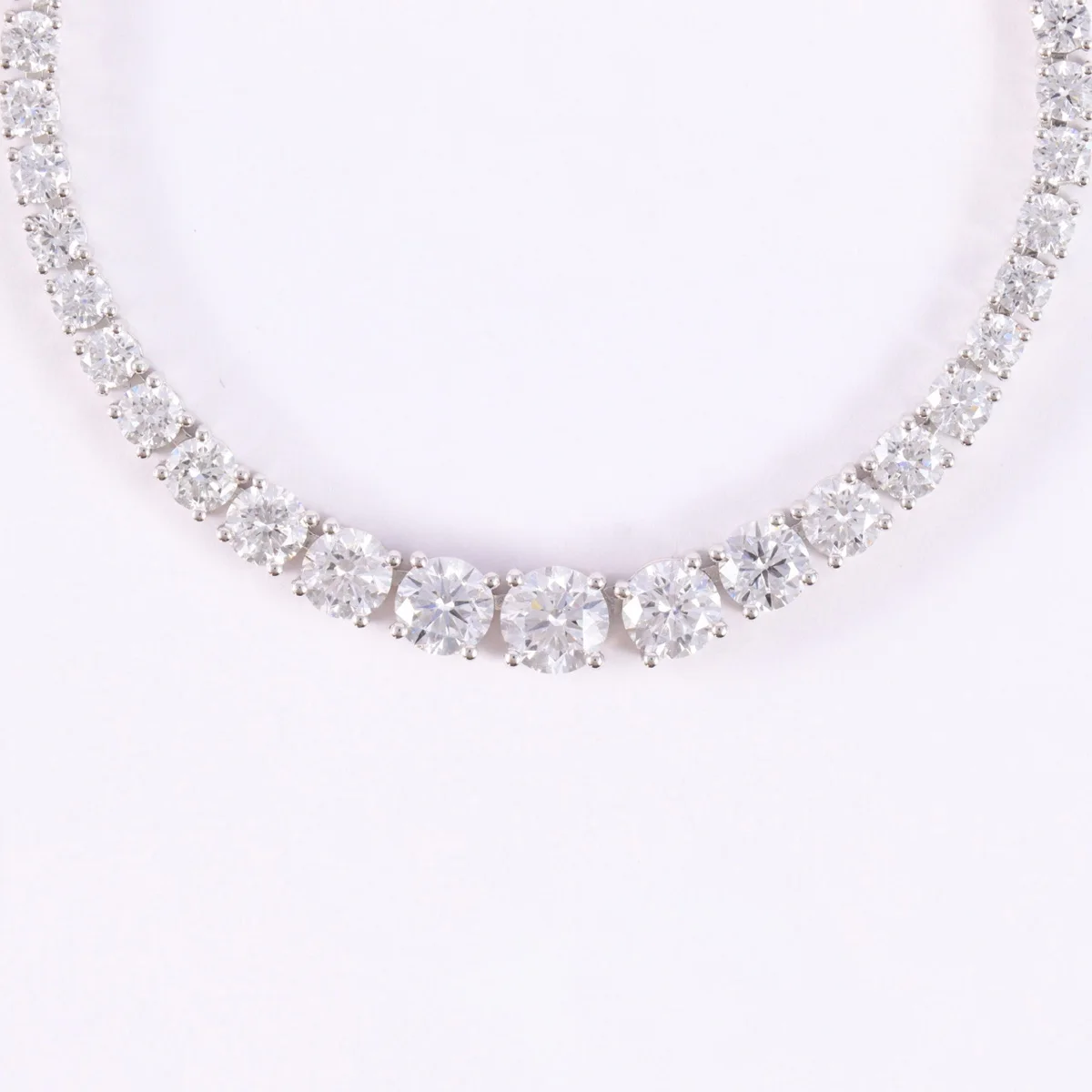 9K/14K Lab Grown Diamond Graduated Tennis Necklace 40/45cm Length Diamonds Line Necklace Brilliant Round Lab Diamonds Necklace