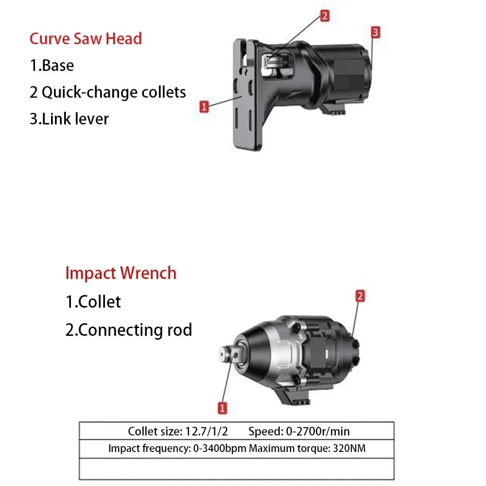 مثقاب كهربائي متعدد الأغراض 12 في 1 (مع مثقاب تأثير) منشار منحني ترددي أداة أرجوحة سلسلة مفك براغي