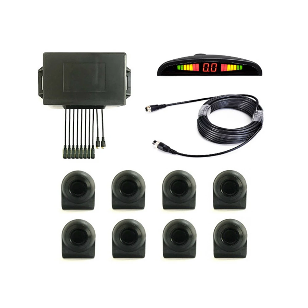 Ultrasonic 8 Probes Led Display Alarm Wide Voltage Waterproof Parktronic Reverse Sensor Truck Parking Radar Early Warning System
