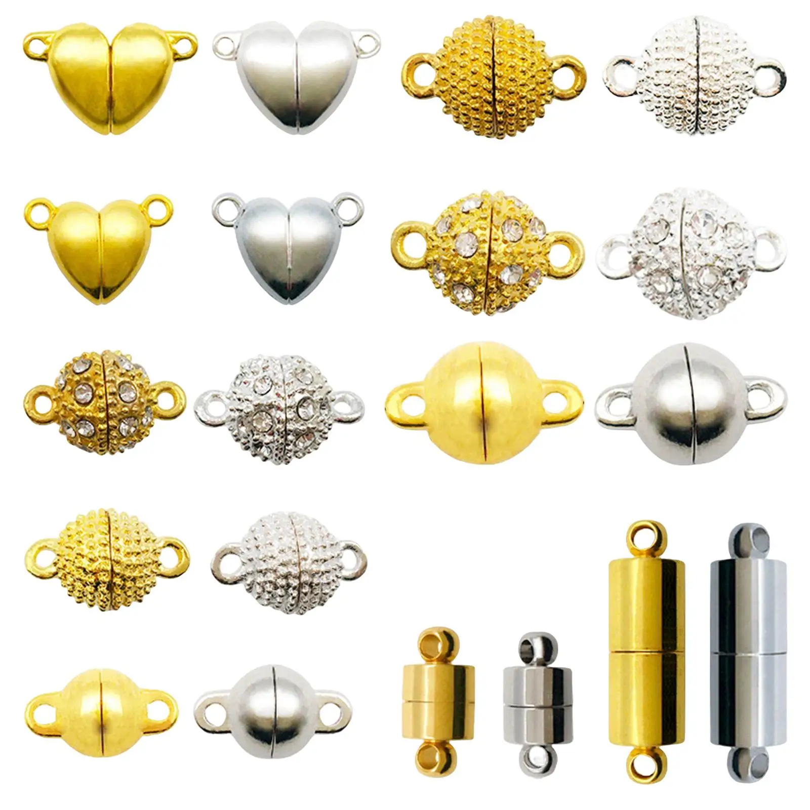 

20Pcs Ball Heart Cylinder Shaped Jewelry Clasp Connector Converter Connecting Extender for DIY Necklace Bracelet Beading