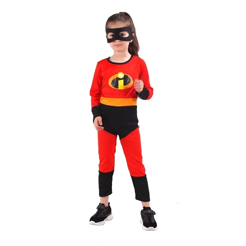 Kid Halloween Costumes Anime Girl Mr Incredible 2 Cosplay Costume Boy Superhero Fancy Dress Up Children Red Jumpsuit with Mask